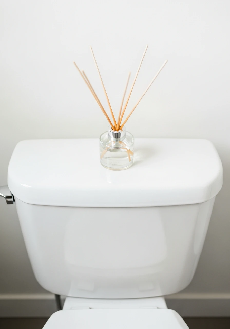 Simple Reed Diffuser - 50 Stylish Toilet Tank Decor Ideas for a High-End Bathroom Look