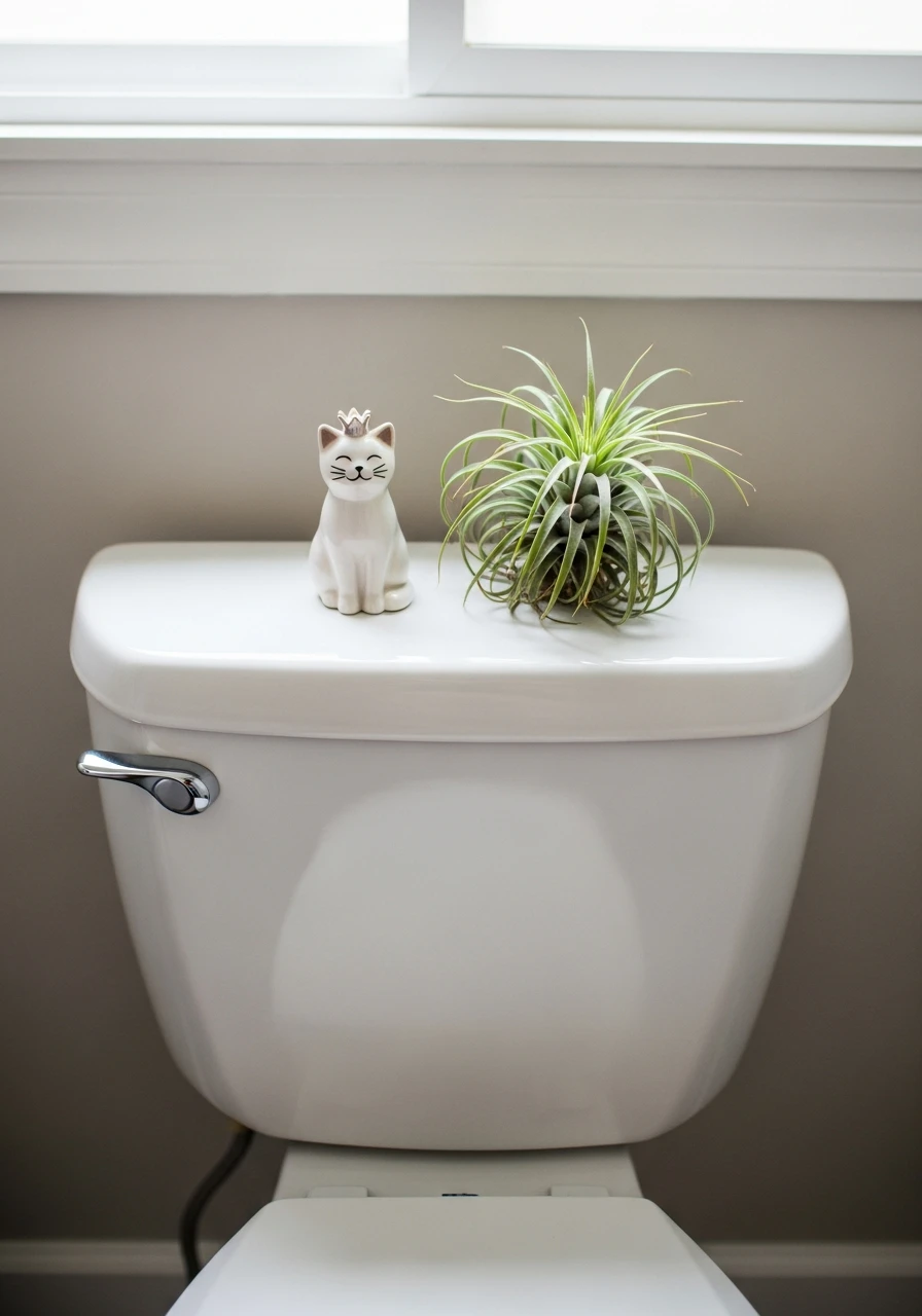 Unique Collectible Accent - 50 Stylish Toilet Tank Decor Ideas for a High-End Bathroom Look