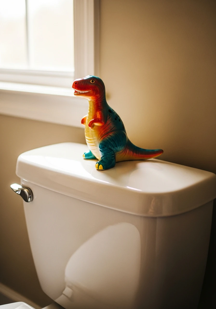 Playful Animal Statue - 50 Stylish Toilet Tank Decor Ideas for a High-End Bathroom Look