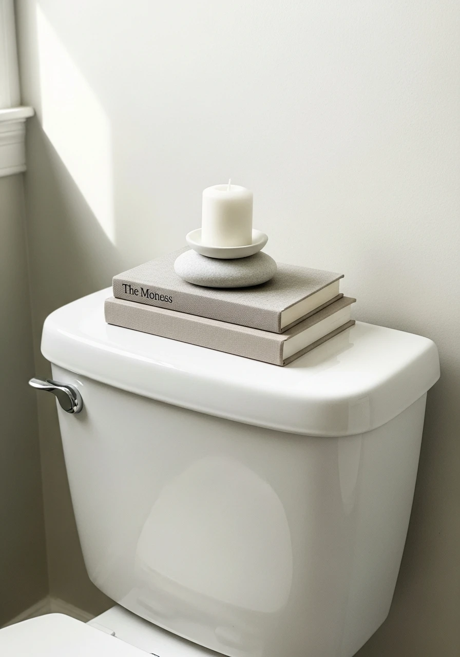 Stack Decorative Books - 50 Stylish Toilet Tank Decor Ideas for a High-End Bathroom Look