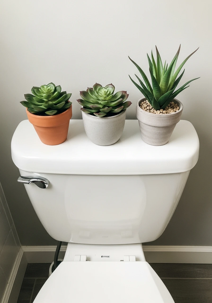 Easy Faux Succulents - 50 Stylish Toilet Tank Decor Ideas for a High-End Bathroom Look