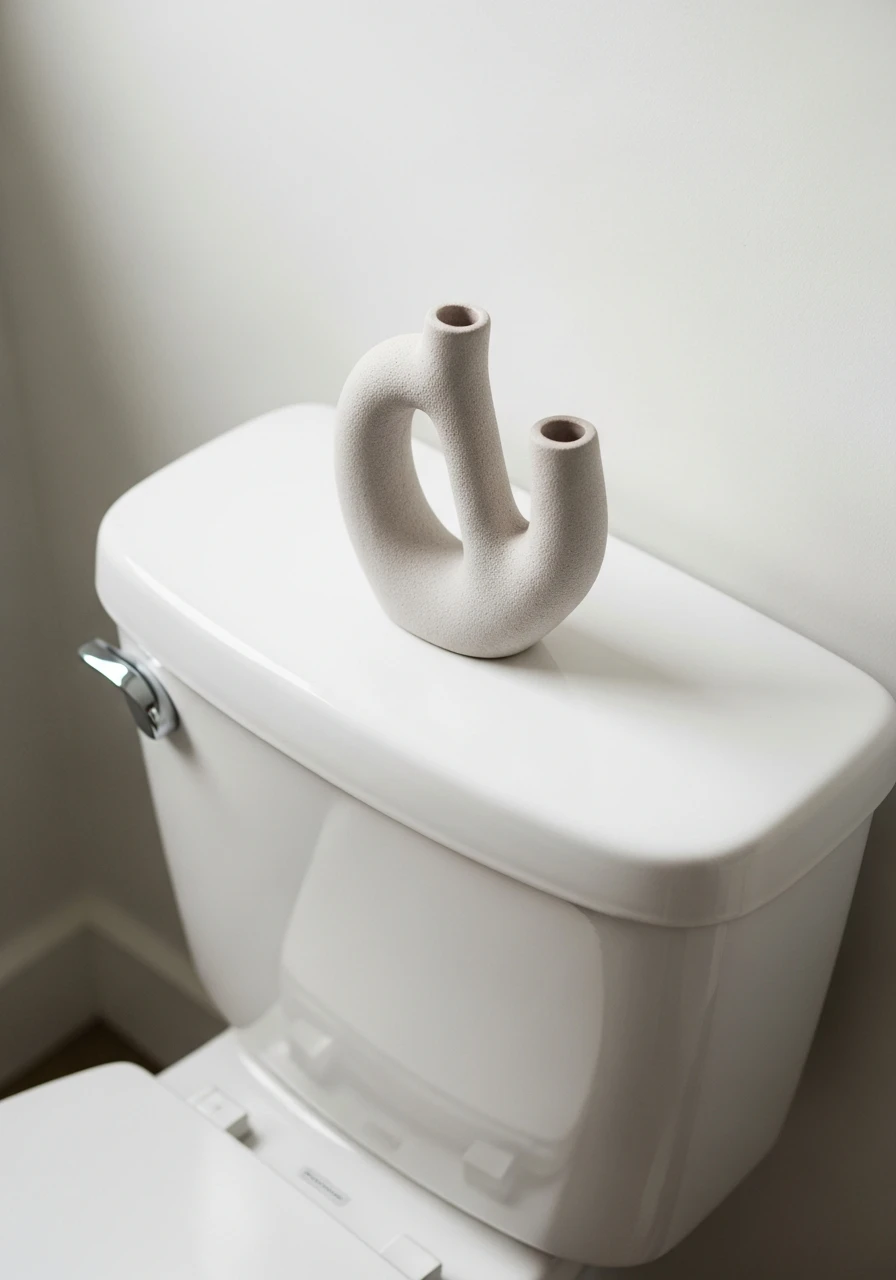 Curated Ceramic Sculpture - 50 Stylish Toilet Tank Decor Ideas for a High-End Bathroom Look