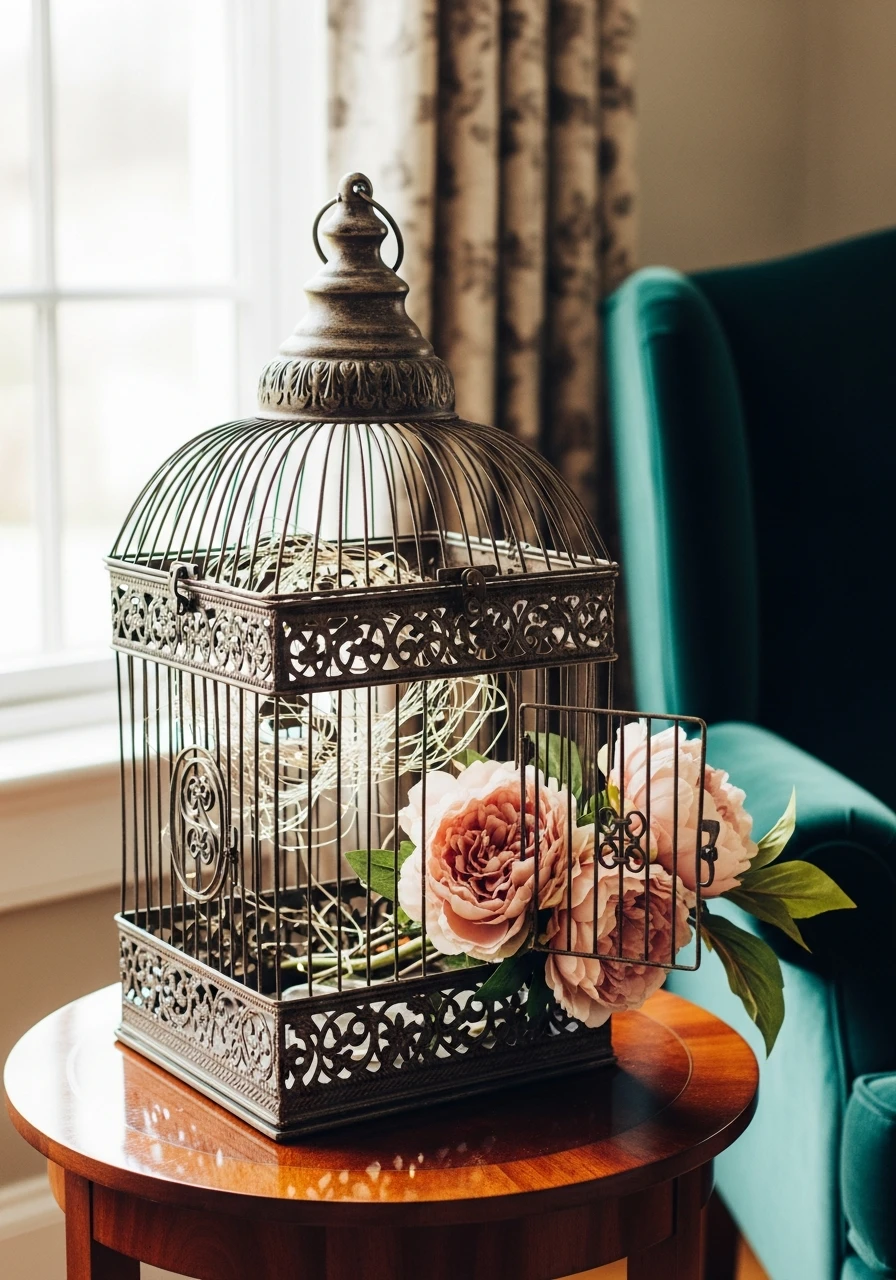 Ornate Victorian Metal Cage - 50 Vintage Bird Cage Decor Ideas That Look High-End on a Budget