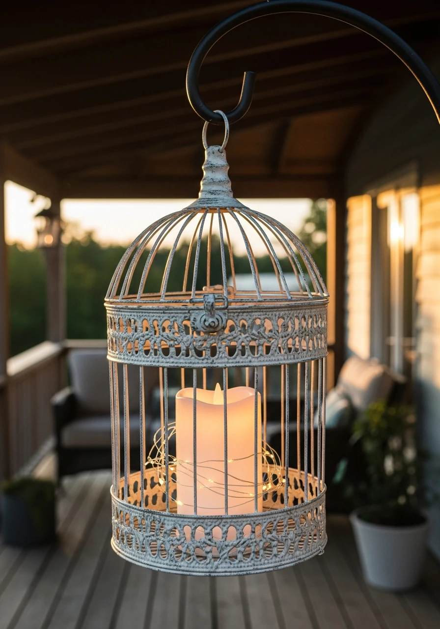 Patio Lantern Look - 50 Vintage Bird Cage Decor Ideas That Look High-End on a Budget