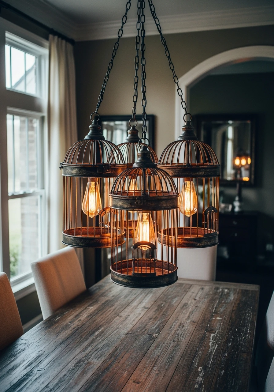 Cluster Cages for Lighting - 50 Vintage Bird Cage Decor Ideas That Look High-End on a Budget