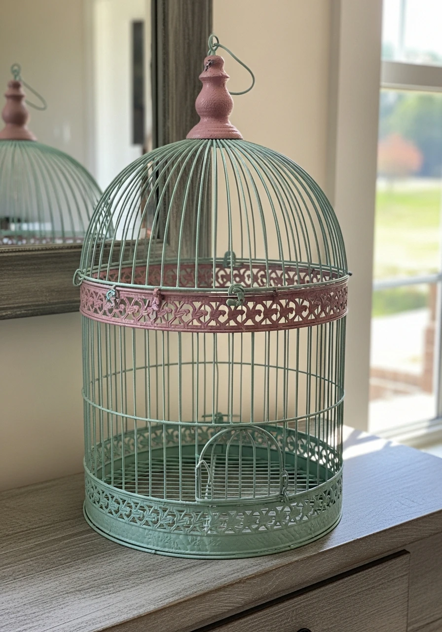 Pastel Color Refresh - 50 Vintage Bird Cage Decor Ideas That Look High-End on a Budget