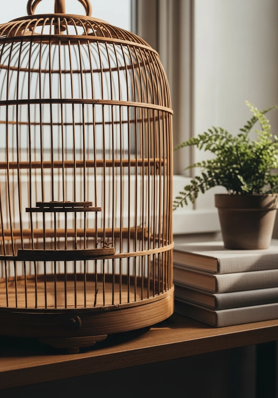 Natural Bamboo Texture - 50 Vintage Bird Cage Decor Ideas That Look High-End on a Budget