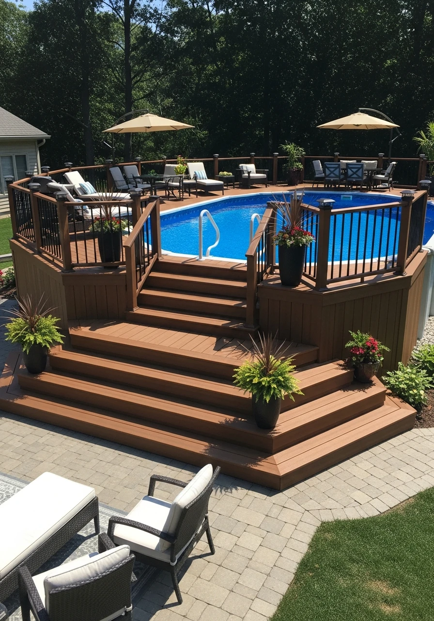 Build A Full Pool Deck - 50 Genius Above Ground Pool Ideas That Look High-End