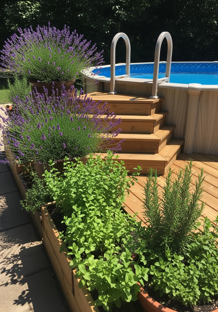 Fragrant Herb Garden - 50 Genius Above Ground Pool Ideas That Look High-End