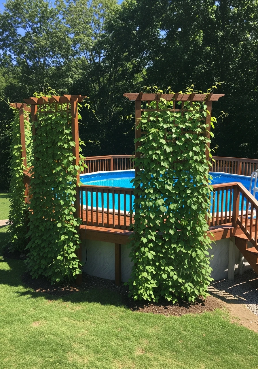 Trellis For Privacy Greenery - 50 Genius Above Ground Pool Ideas That Look High-End