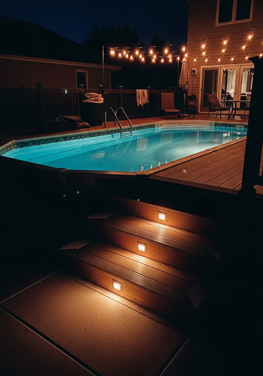 Add Ambient Night Lighting - 50 Genius Above Ground Pool Ideas That Look High-End