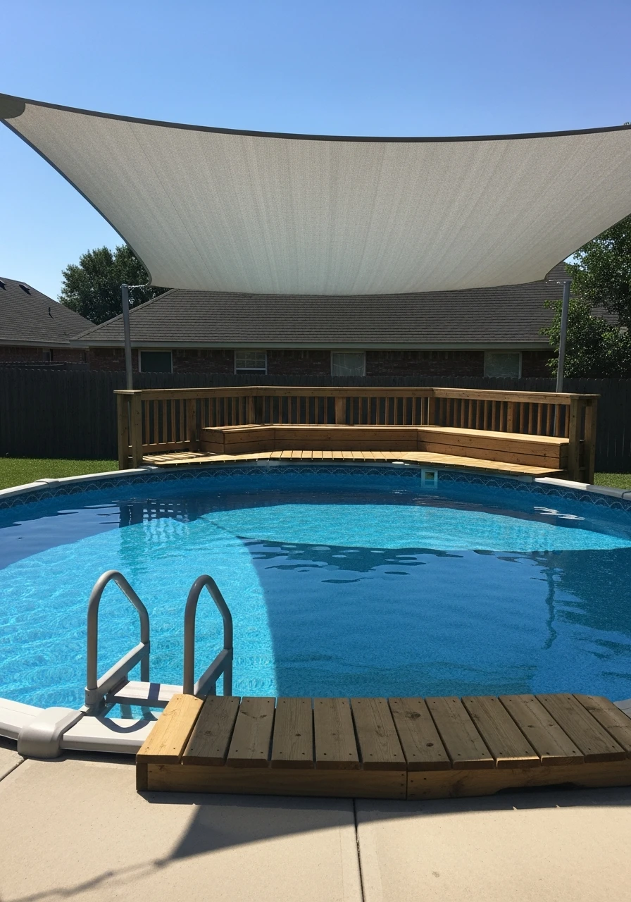Install A Simple Shade Sail - 50 Genius Above Ground Pool Ideas That Look High-End