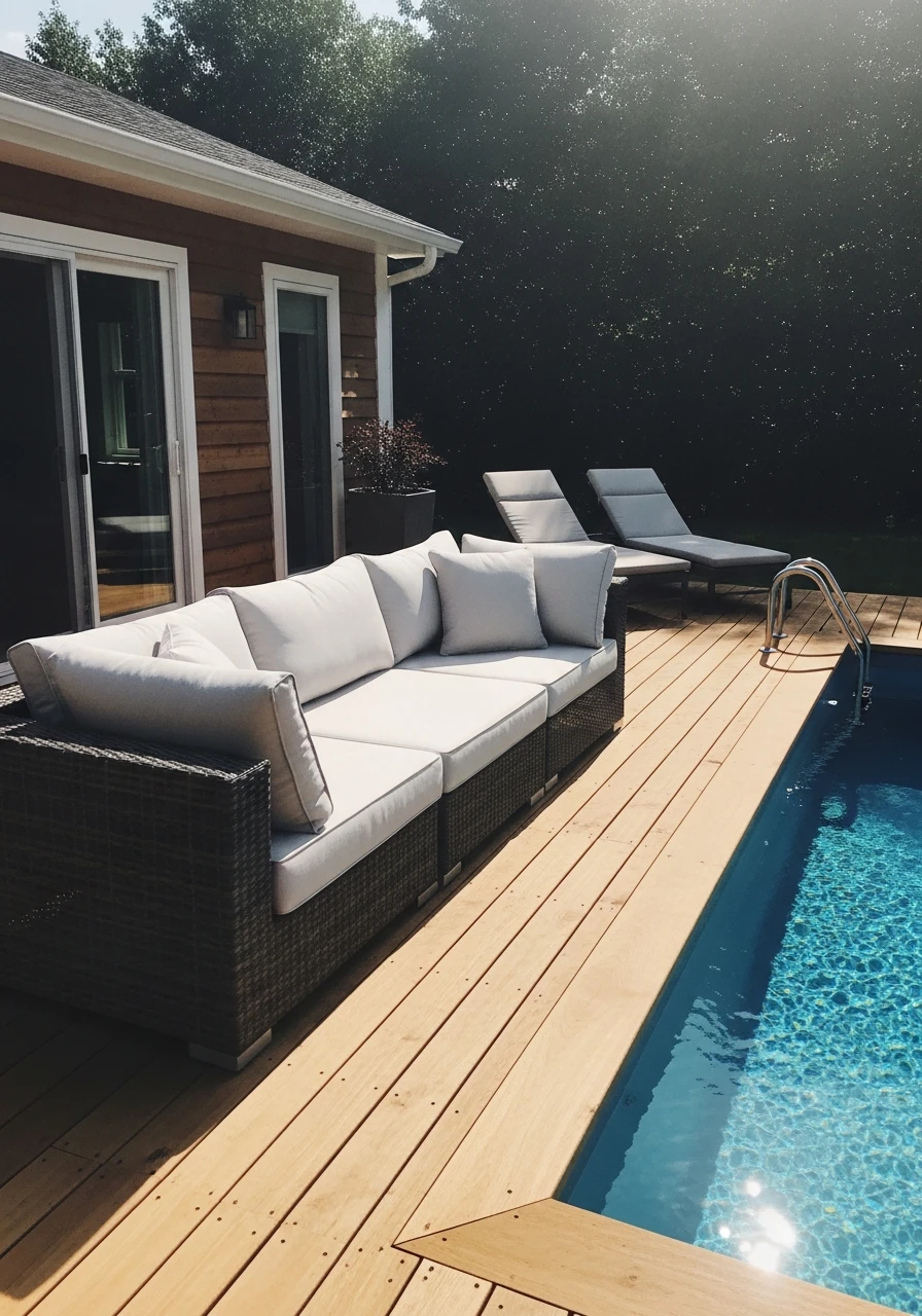 Comfortable Lounge Seating - 50 Genius Above Ground Pool Ideas That Look High-End