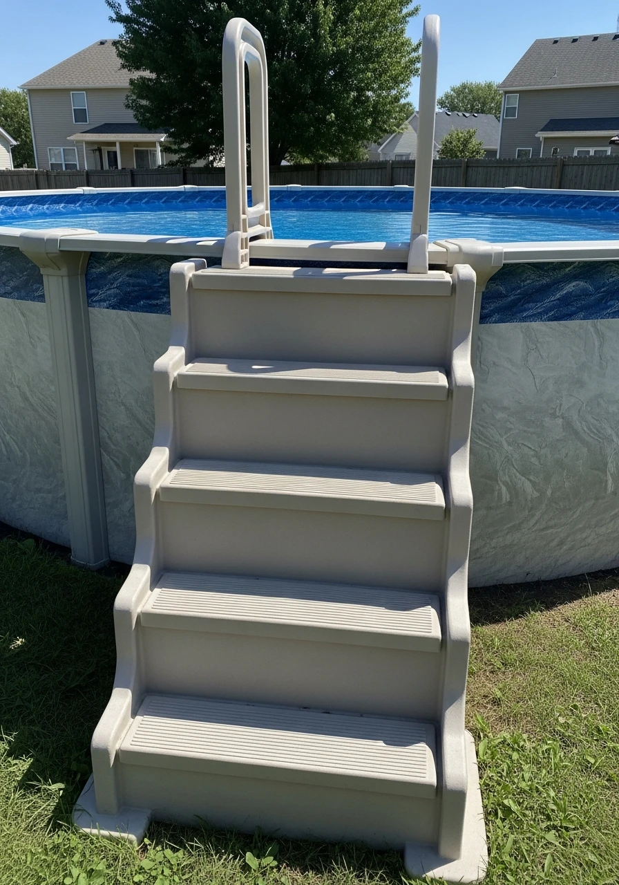 Safe Wide Non-Slip Steps - 50 Genius Above Ground Pool Ideas That Look High-End