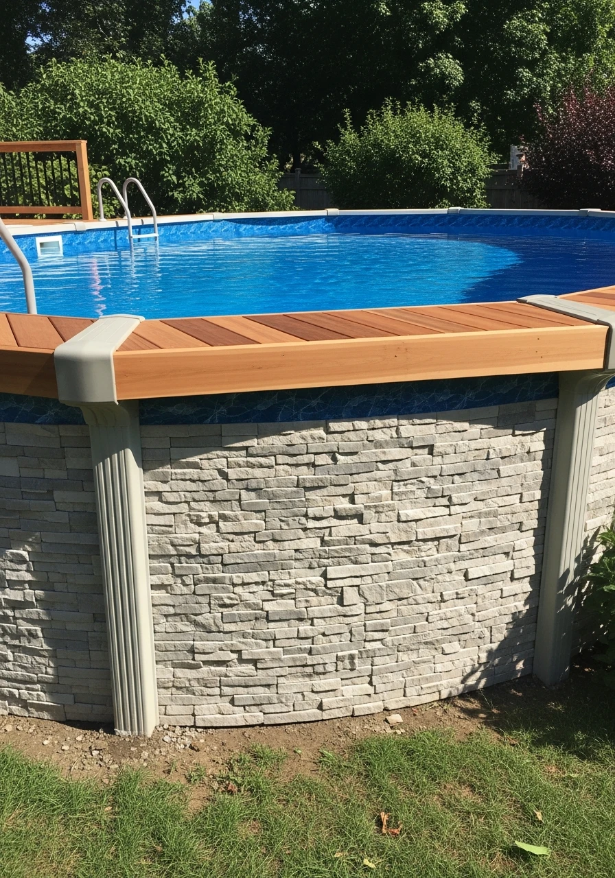 Faux Stone Pool Walls - 50 Genius Above Ground Pool Ideas That Look High-End