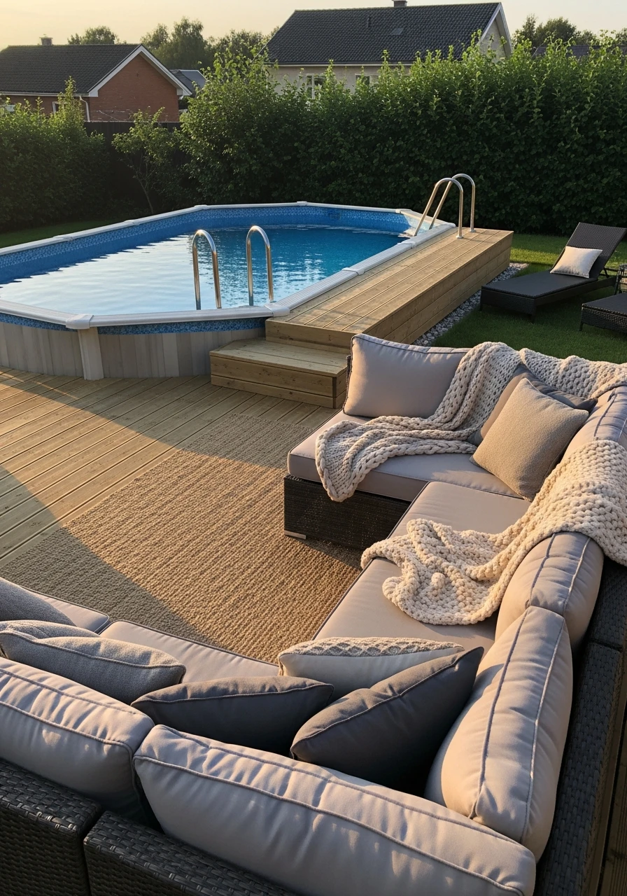 Cozy Outdoor Textiles - 50 Genius Above Ground Pool Ideas That Look High-End