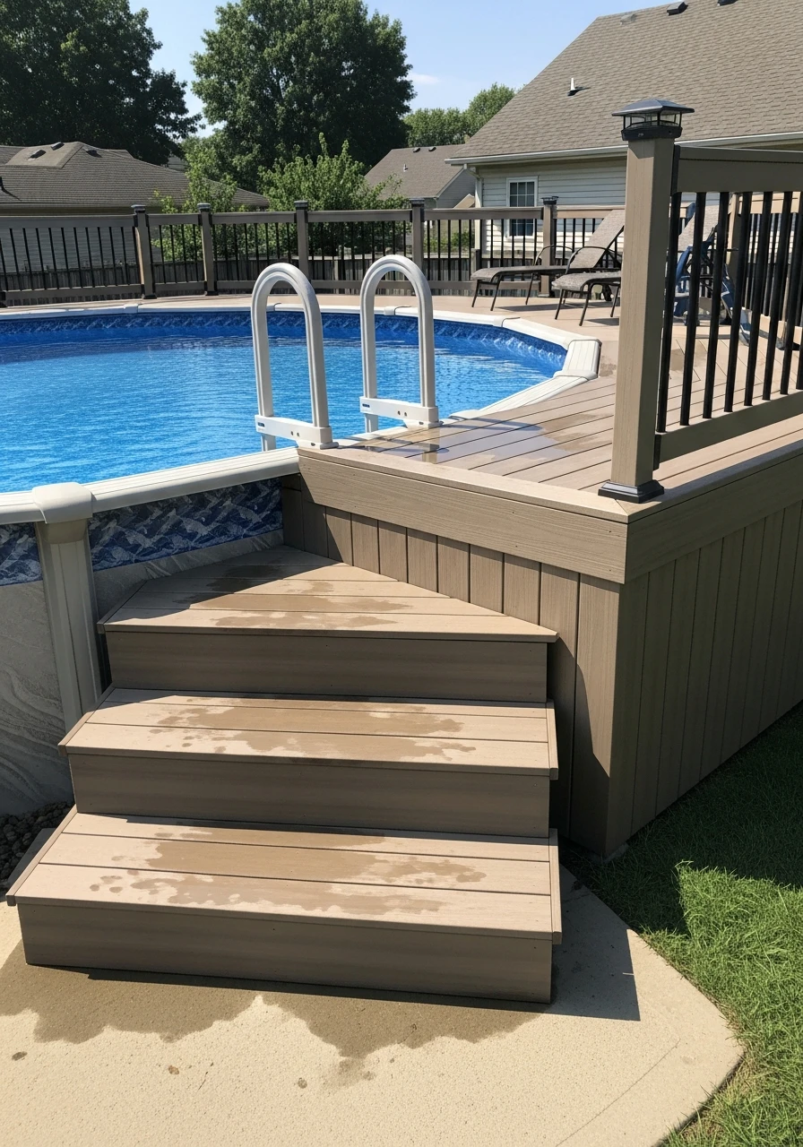 Use Durable Composite Decking - 50 Genius Above Ground Pool Ideas That Look High-End