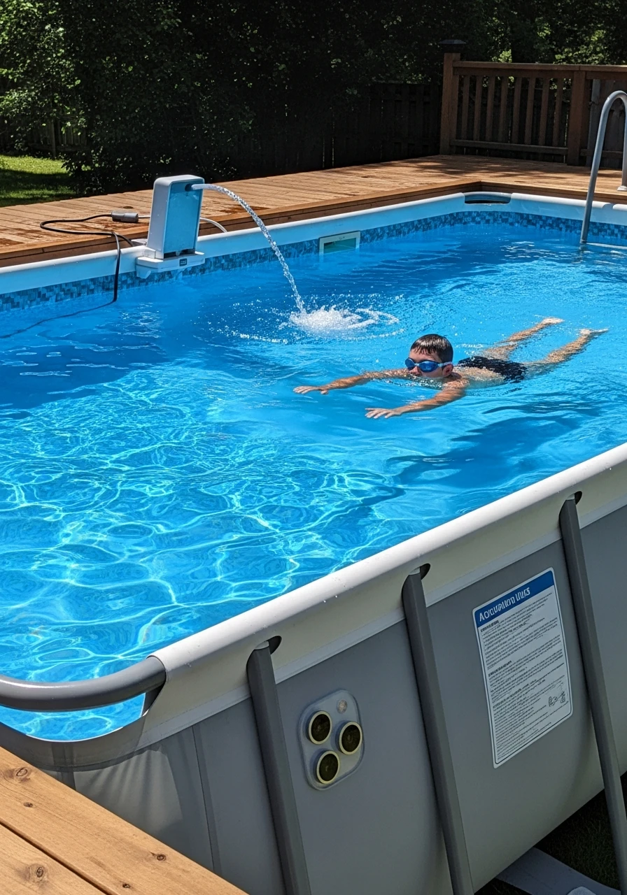 Install A Swim Jet - 50 Genius Above Ground Pool Ideas That Look High-End