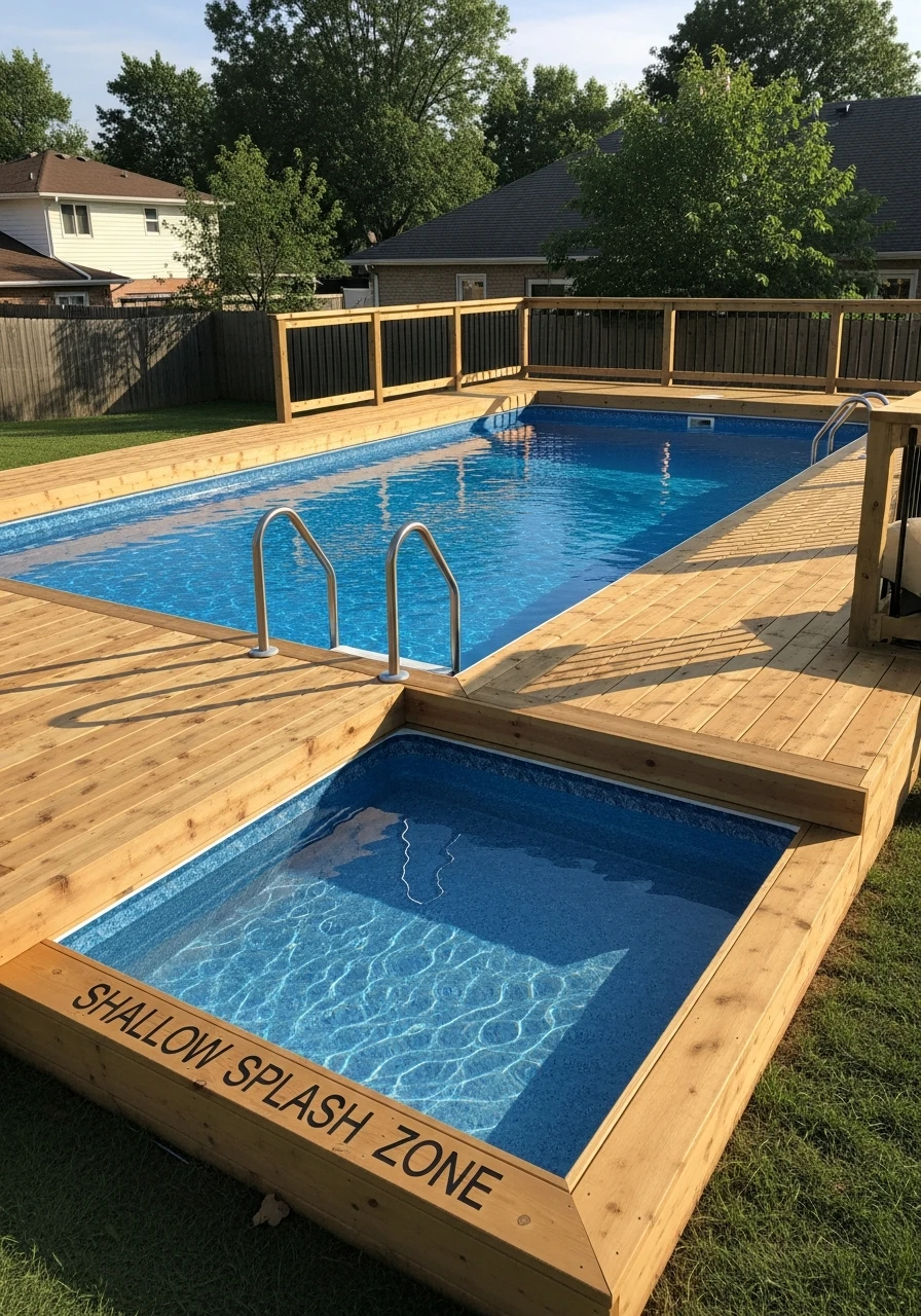 Shallow Splash Zone - 50 Genius Above Ground Pool Ideas That Look High-End