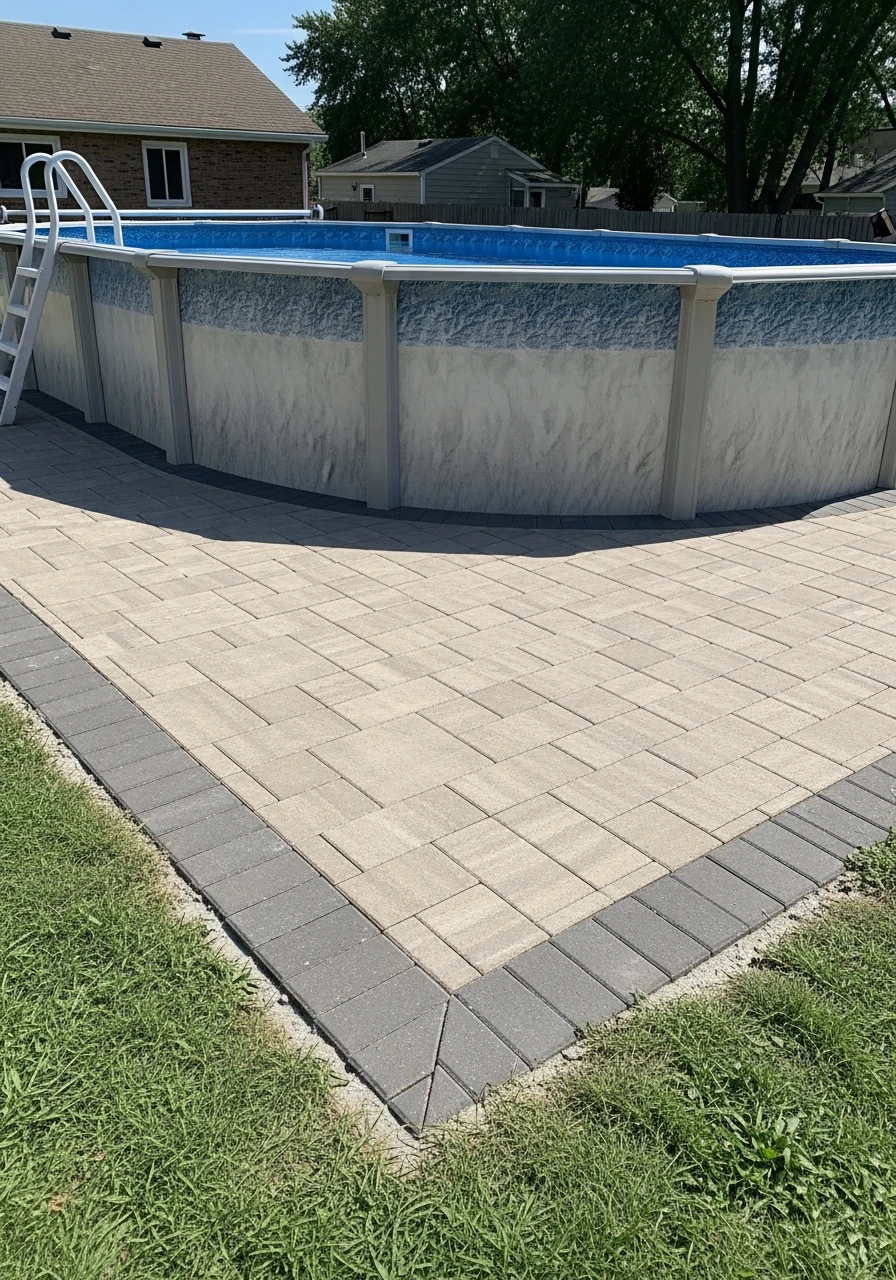 Install Paver Patio Surround - 50 Genius Above Ground Pool Ideas That Look High-End