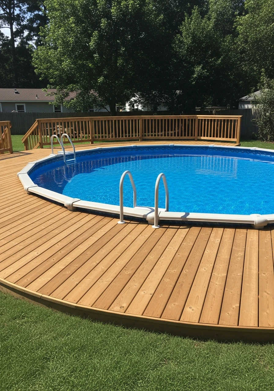 Soften Edges With Curves - 50 Genius Above Ground Pool Ideas That Look High-End