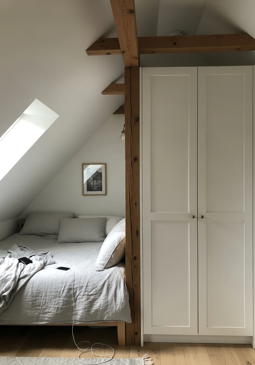 Headboard Under Slope - Attic Bedroom Ideas