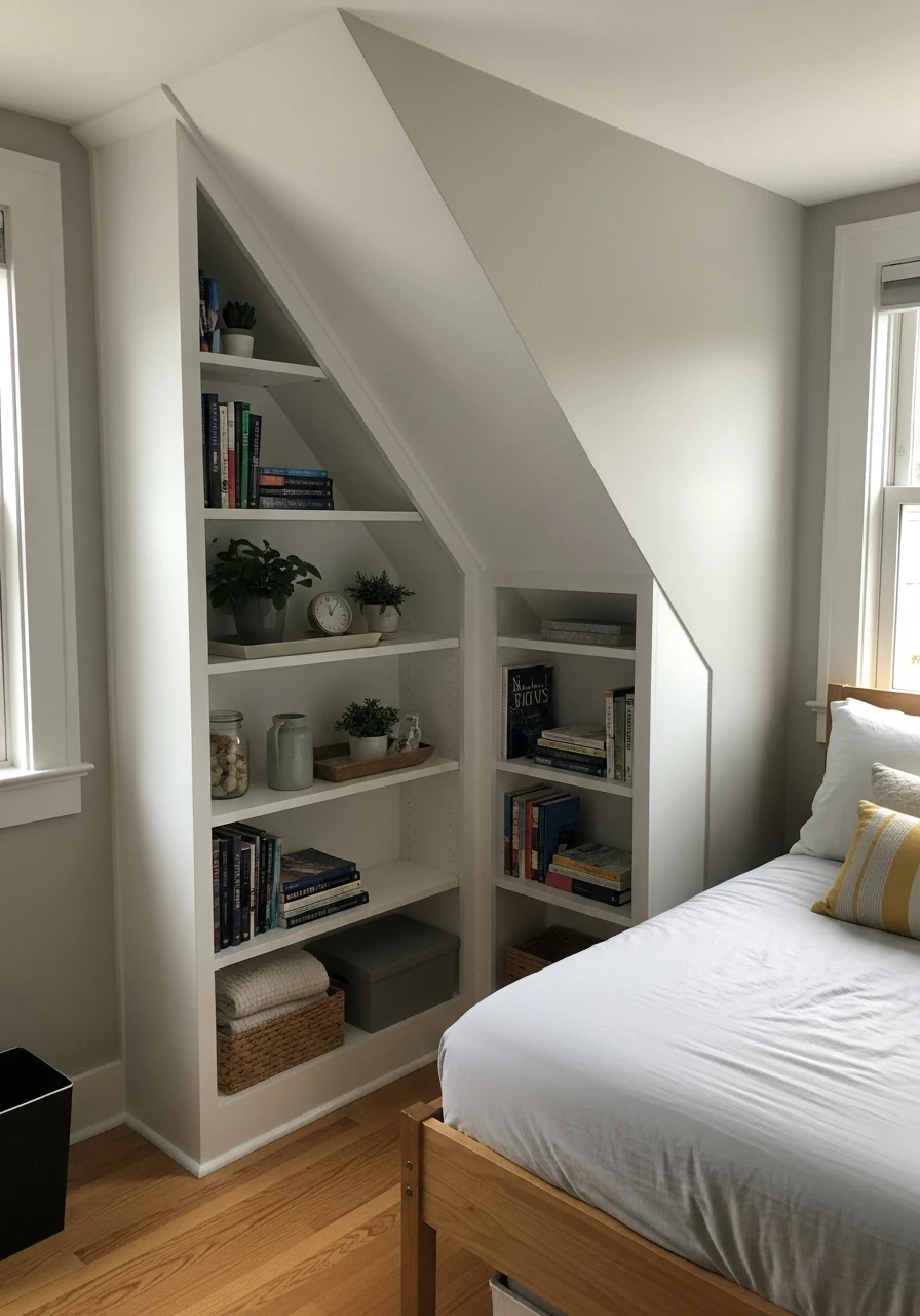 Custom Built-in Bookcases - Attic Bedroom Ideas