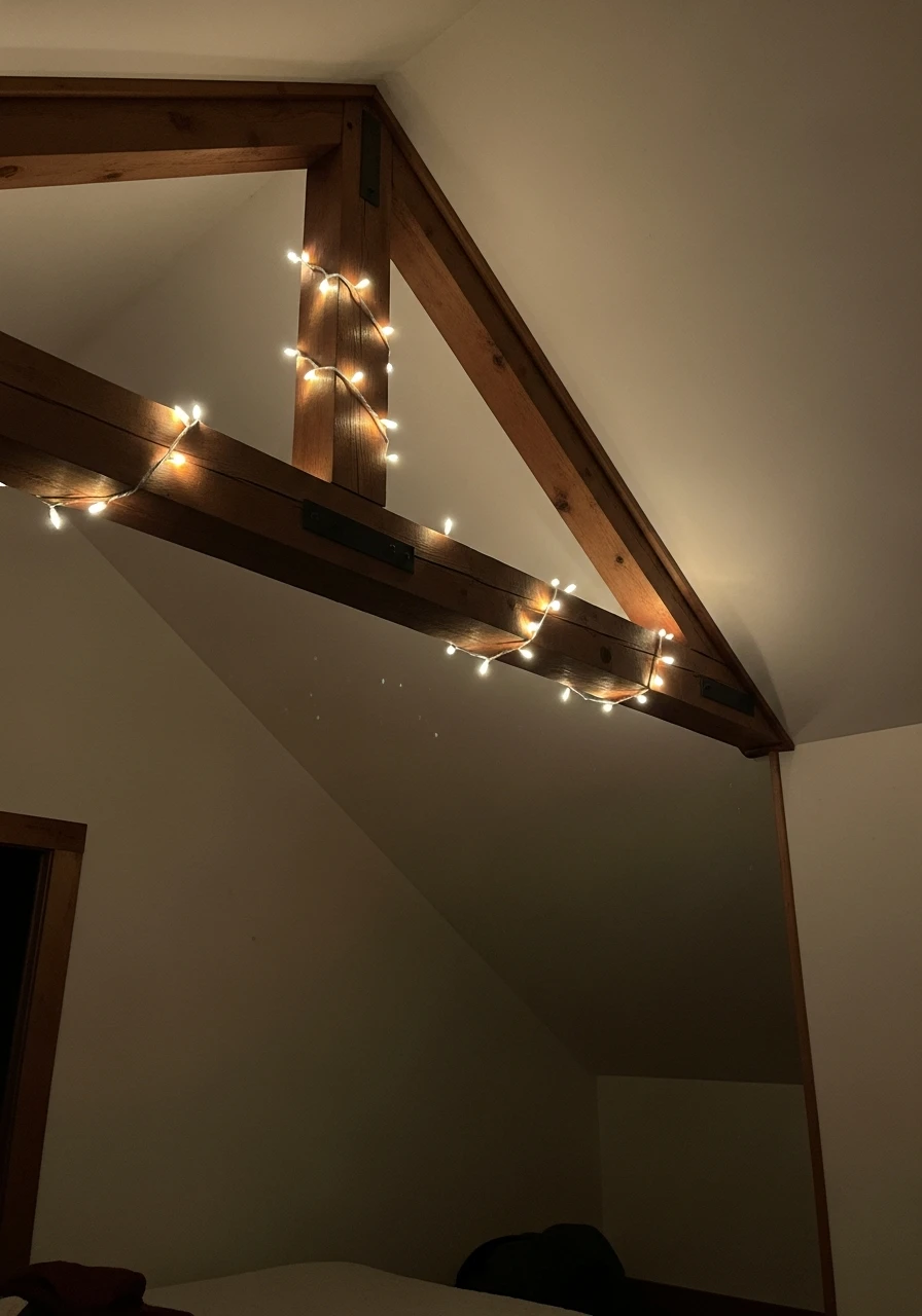 Fairy Lights Draped - Attic Bedroom Ideas