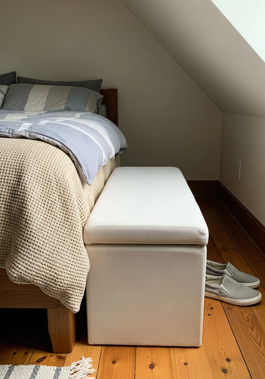 Bench at Foot of Bed - Attic Bedroom Ideas