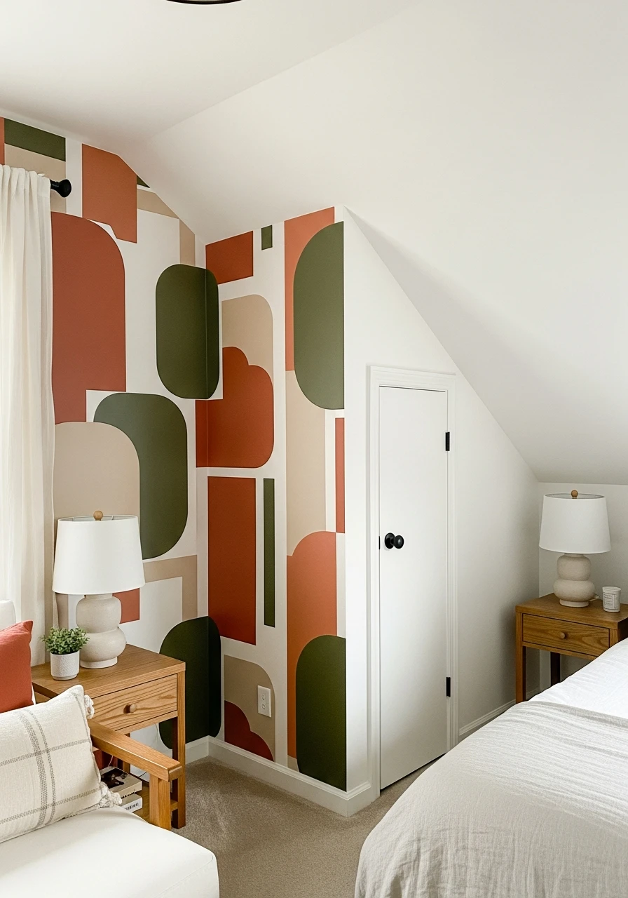 Wallpaper Accent Wall - Attic Bedroom Ideas