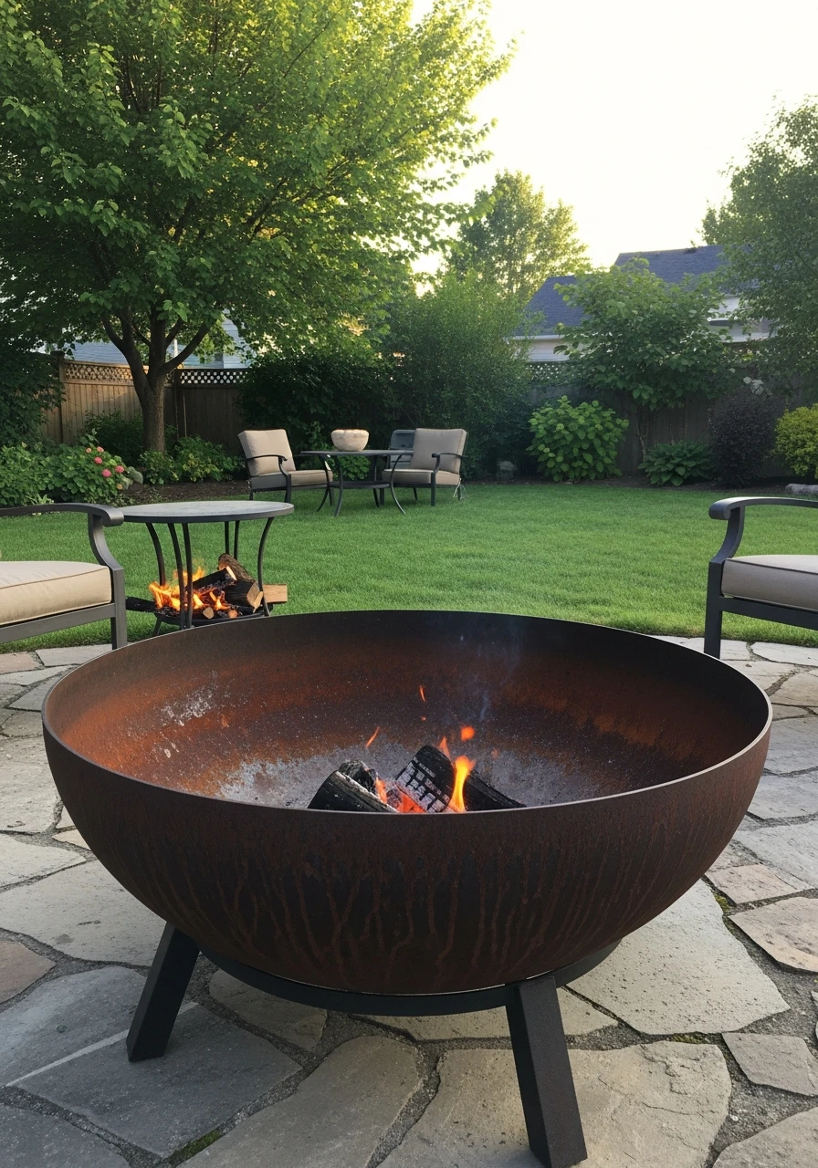 Movable Cast Iron Pit - 50 Backyard Fire Pit Ideas That Look High-End on a Budget