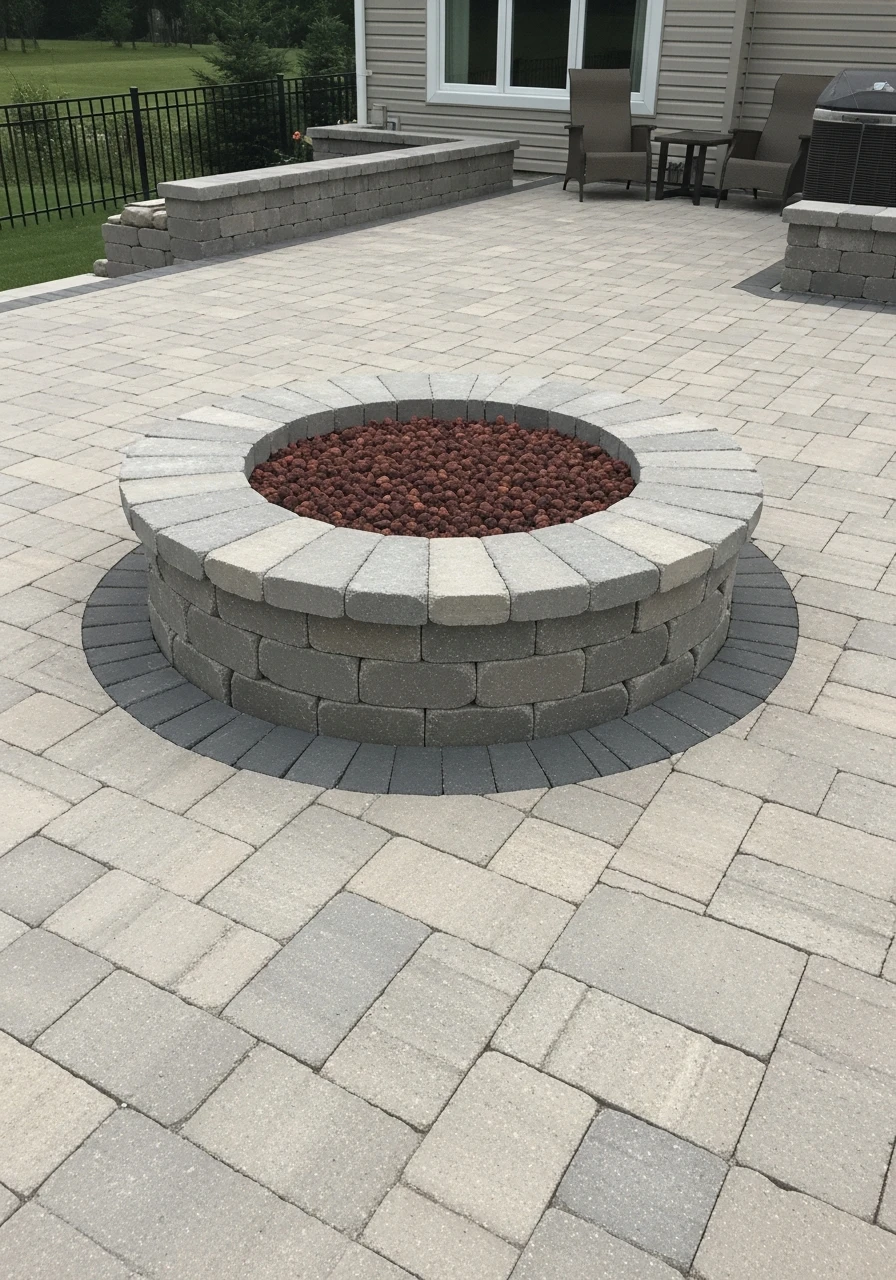 Polished Paver Fire Zone - 50 Backyard Fire Pit Ideas That Look High-End on a Budget