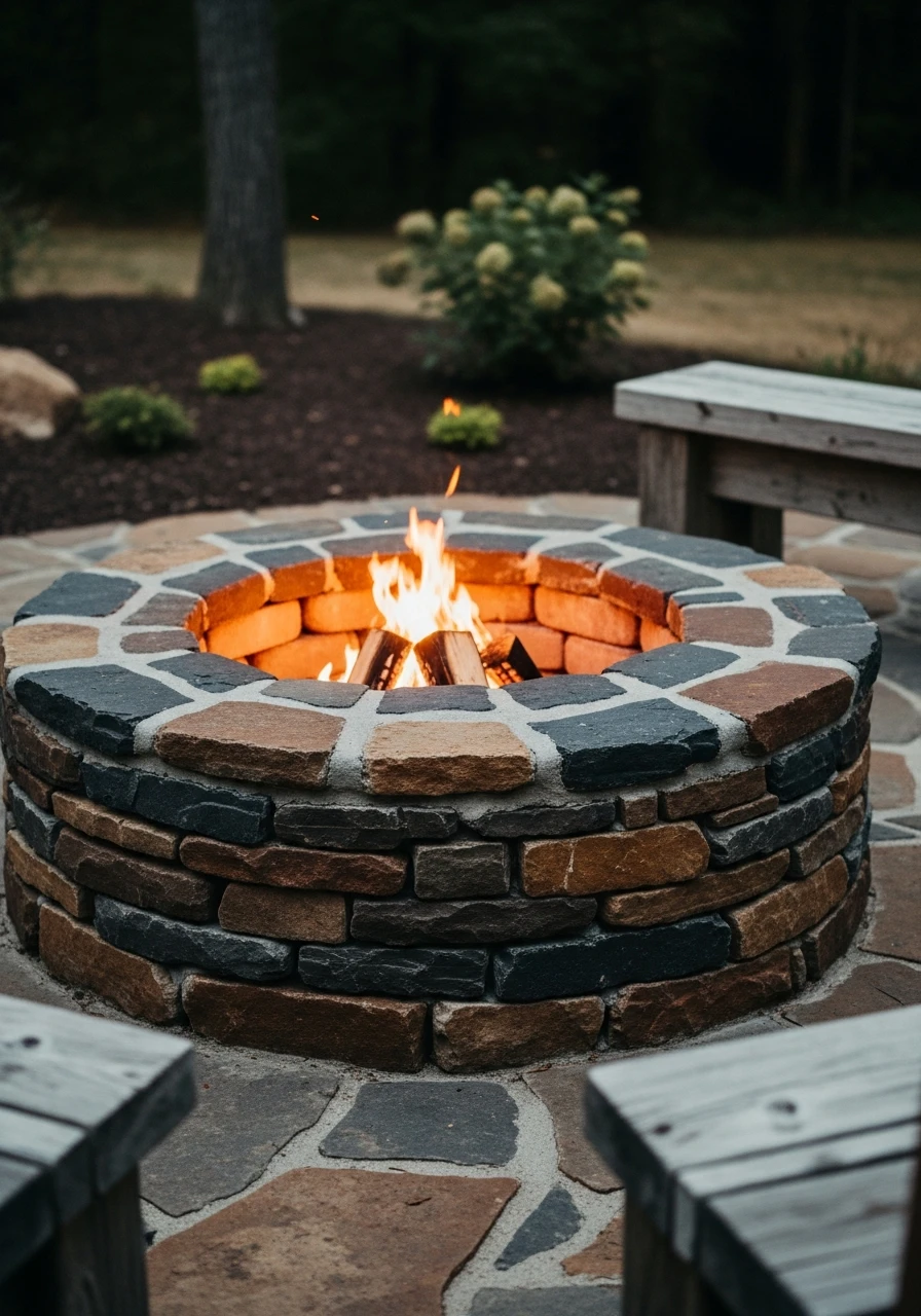 Rustic Layered Stone Look - 50 Backyard Fire Pit Ideas That Look High-End on a Budget