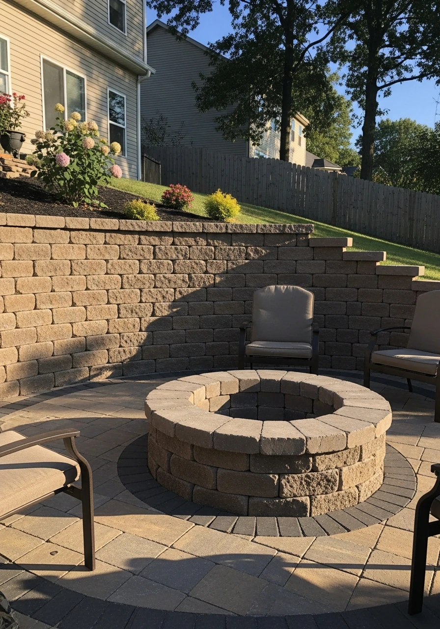 Retaining Wall Backdrop - 50 Backyard Fire Pit Ideas That Look High-End on a Budget