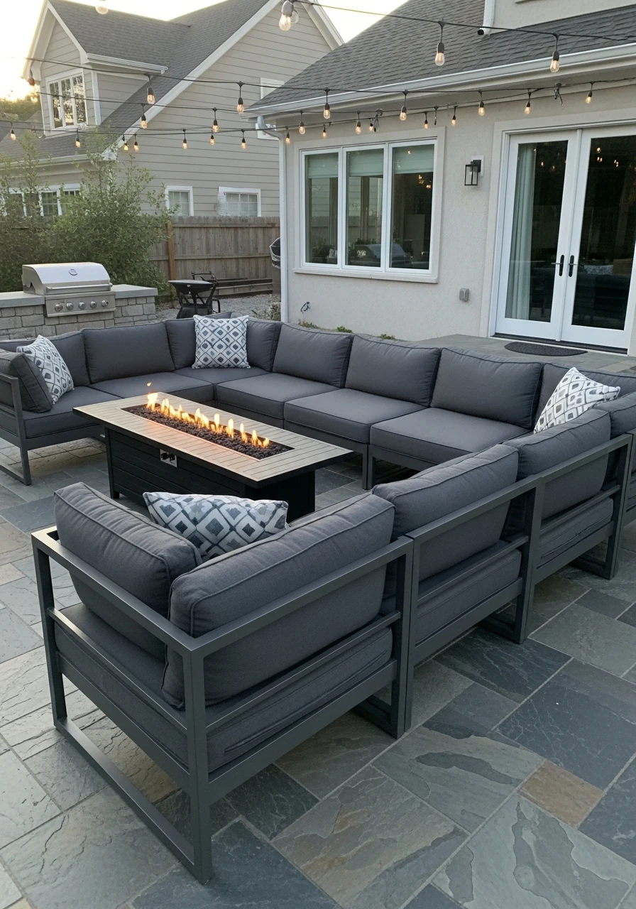 Sectional Sofa Fire Table - 50 Backyard Fire Pit Ideas That Look High-End on a Budget