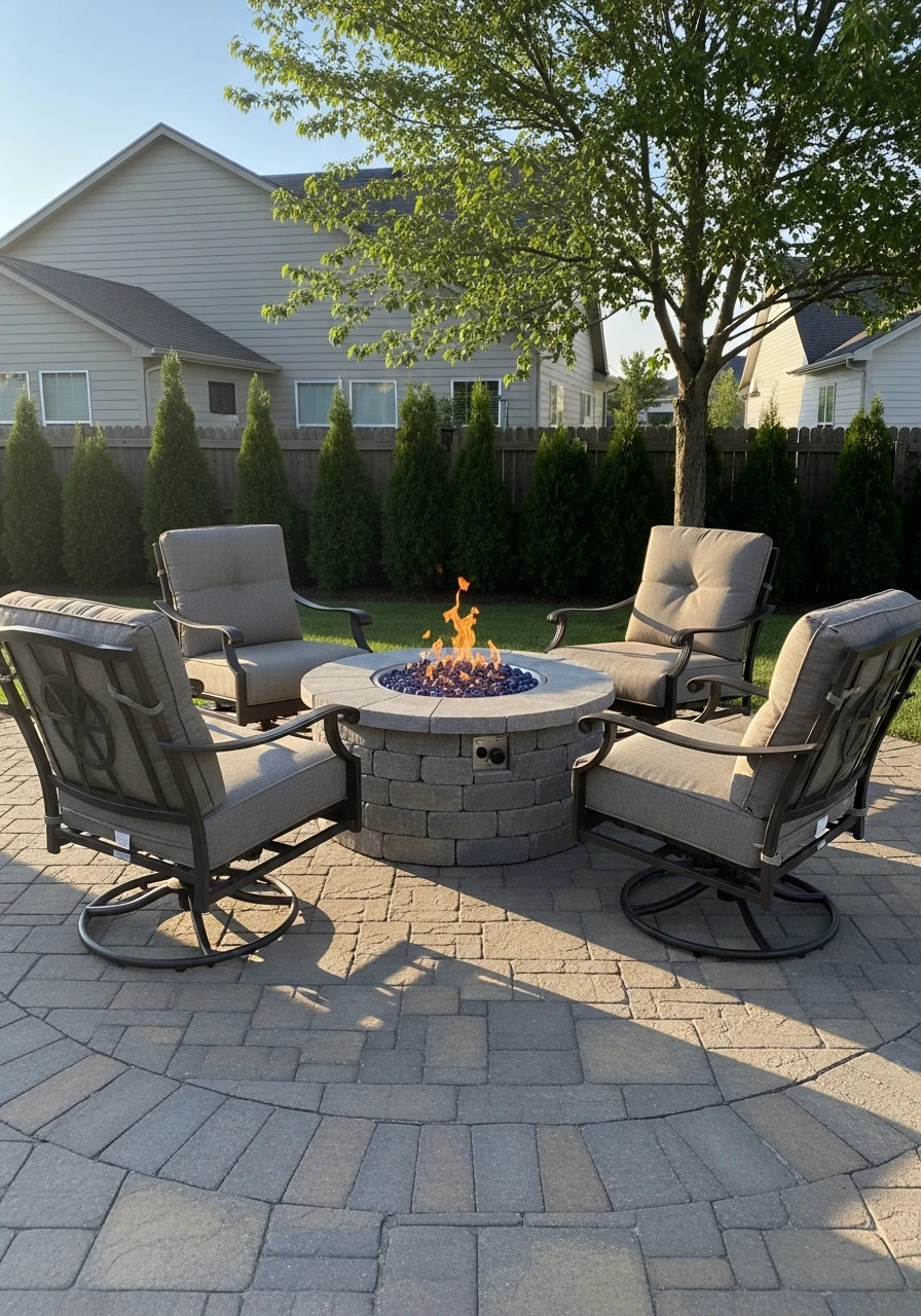Flexible Swivel Chairs - 50 Backyard Fire Pit Ideas That Look High-End on a Budget