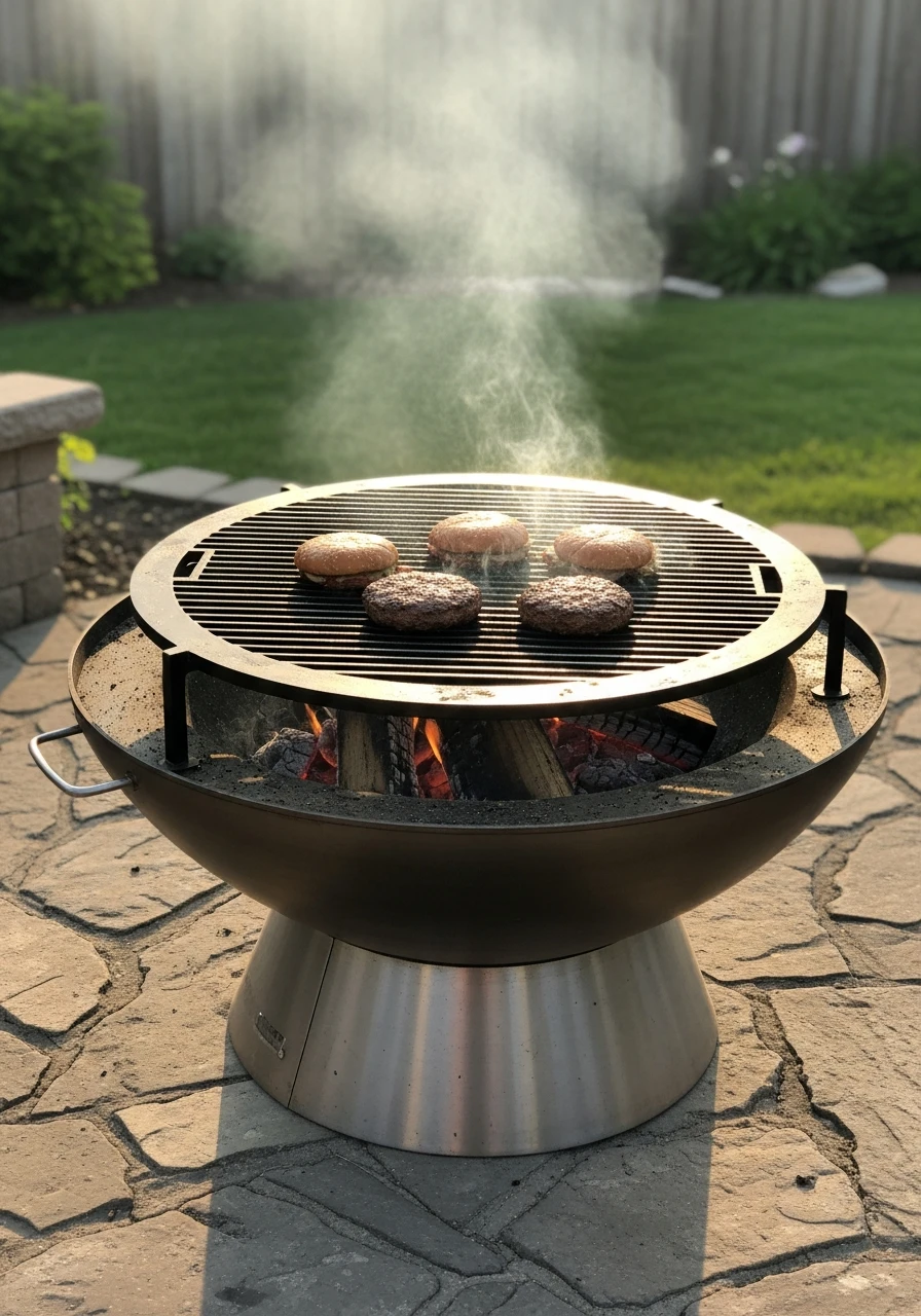 Grill And Fire Combo - 50 Backyard Fire Pit Ideas That Look High-End on a Budget