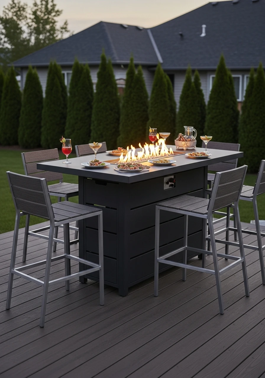 Tall Bar Height Social - 50 Backyard Fire Pit Ideas That Look High-End on a Budget