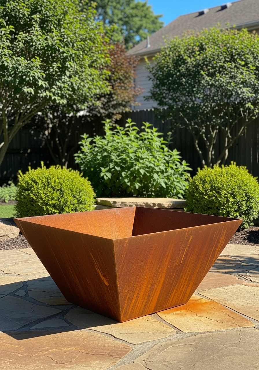 Bold Metal Art Feature - 50 Backyard Fire Pit Ideas That Look High-End on a Budget