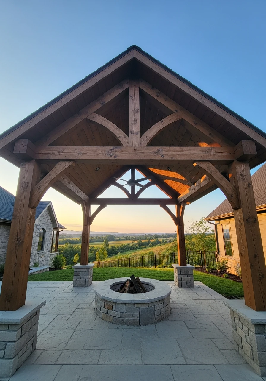 Timber Frame Structure - 50 Backyard Fire Pit Ideas That Look High-End on a Budget