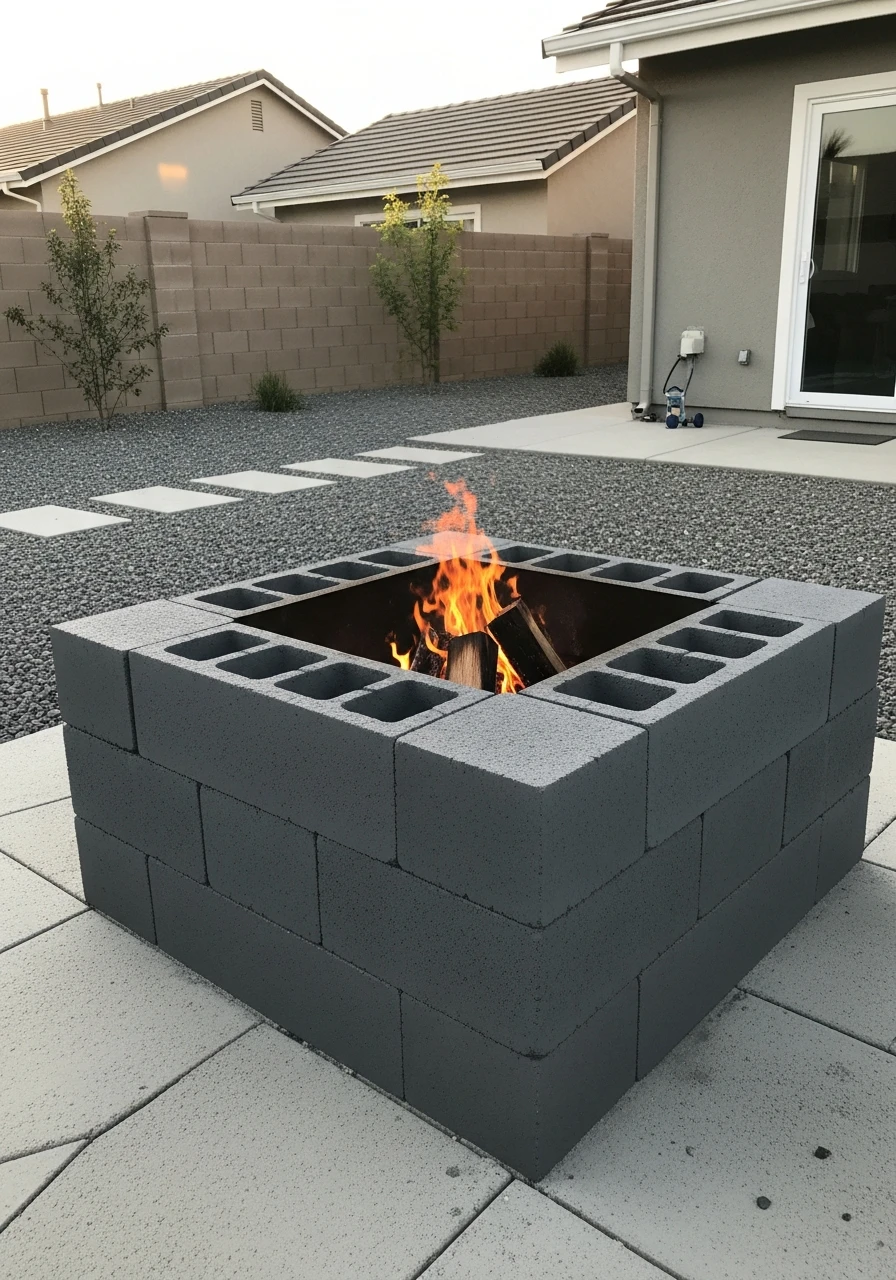 Budget Concrete Block Pit - 50 Backyard Fire Pit Ideas That Look High-End on a Budget