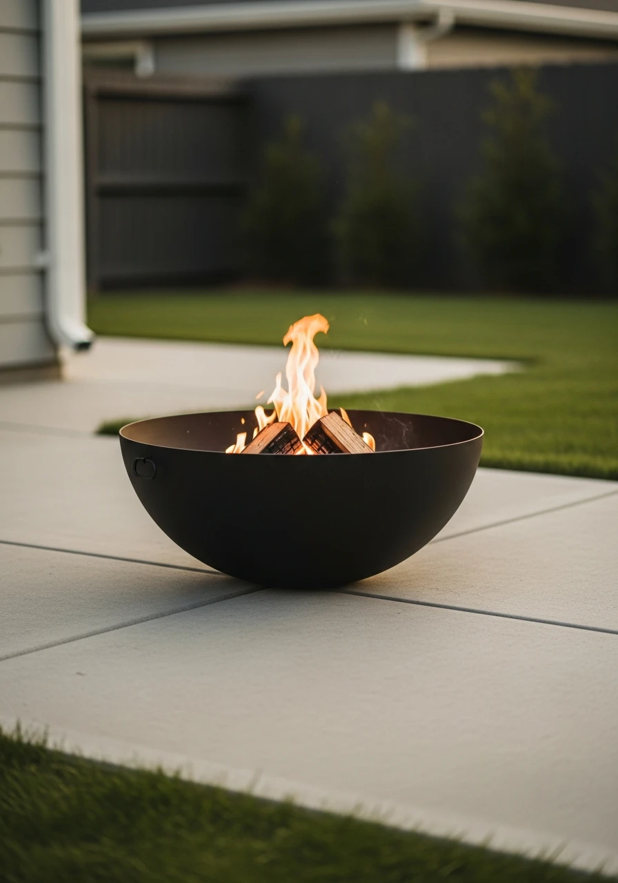 Sleek Metal Fire Bowl - 50 Backyard Fire Pit Ideas That Look High-End on a Budget