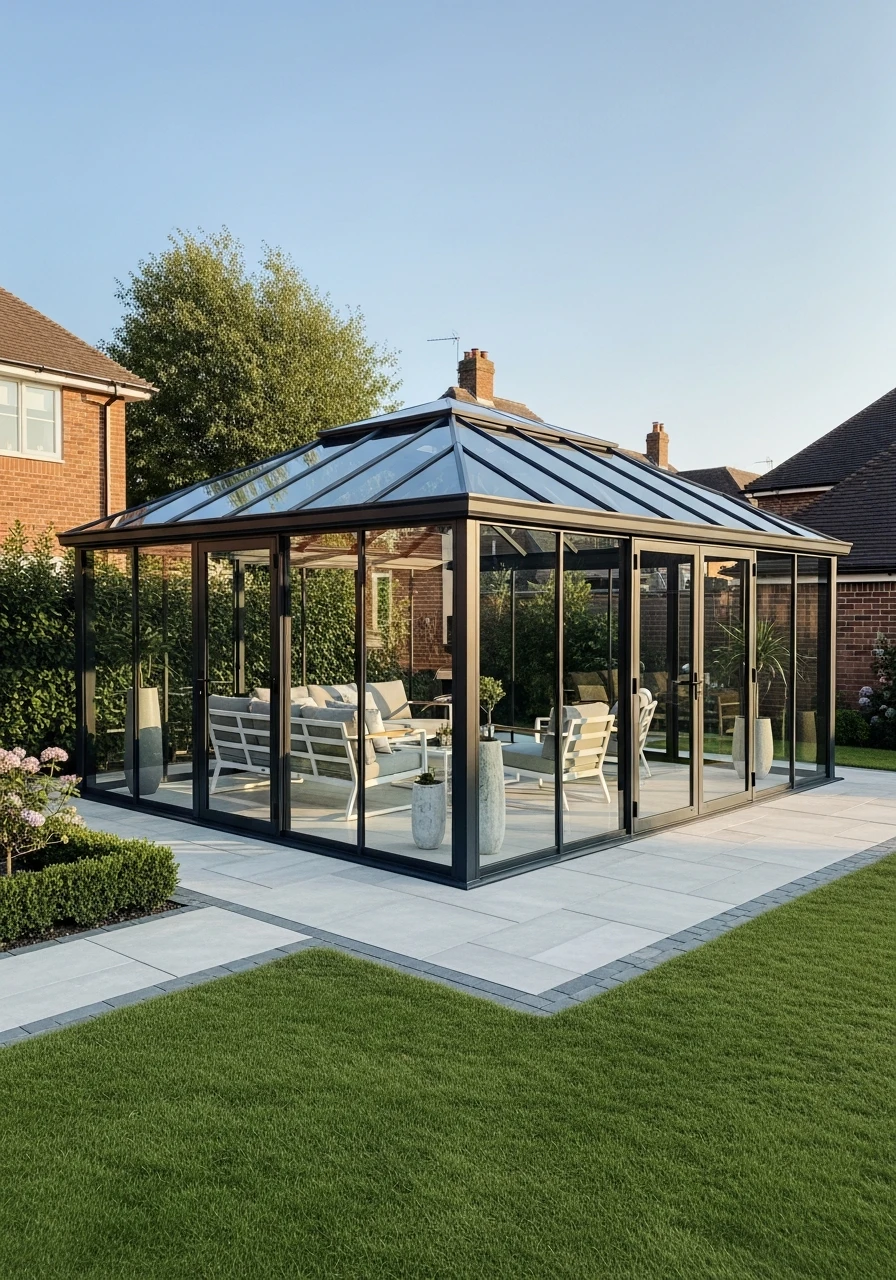 Glass Walled Metal Gazebo - 50 Genius Backyard Gazebo Ideas for a Dreamy Outdoor Space