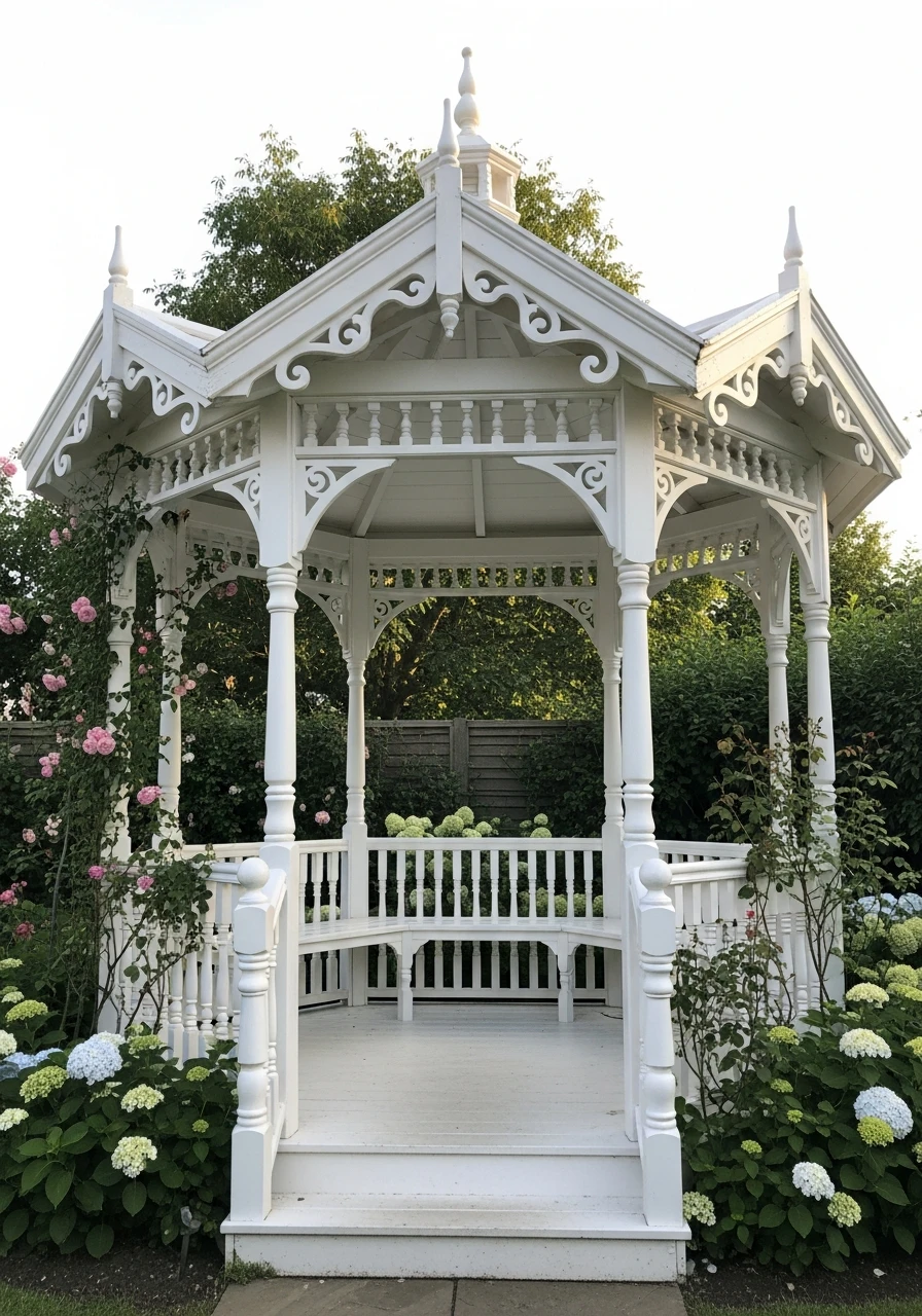 Ornate Victorian Garden Spot - 50 Genius Backyard Gazebo Ideas for a Dreamy Outdoor Space