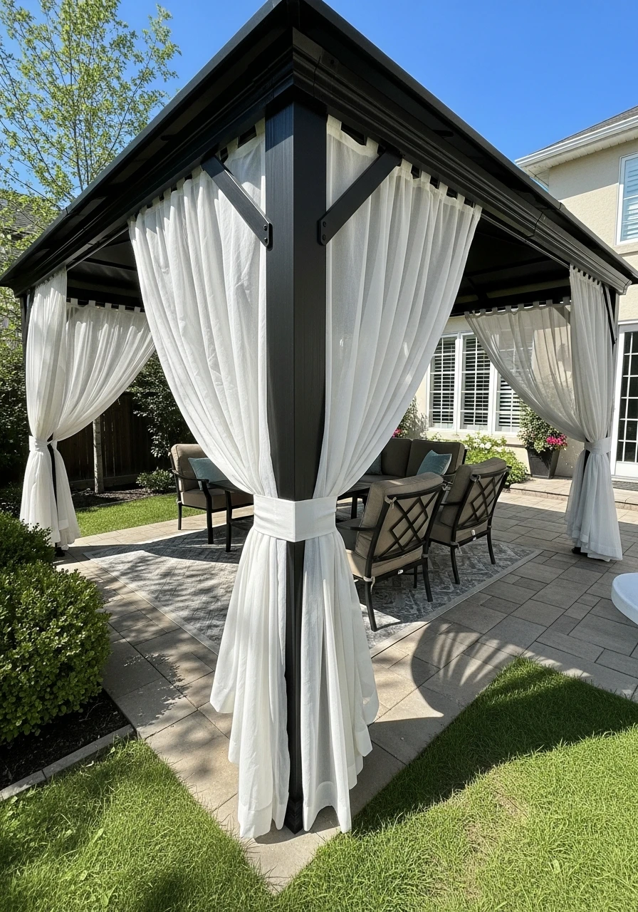 Curtains for Shade - 50 Genius Backyard Gazebo Ideas for a Dreamy Outdoor Space
