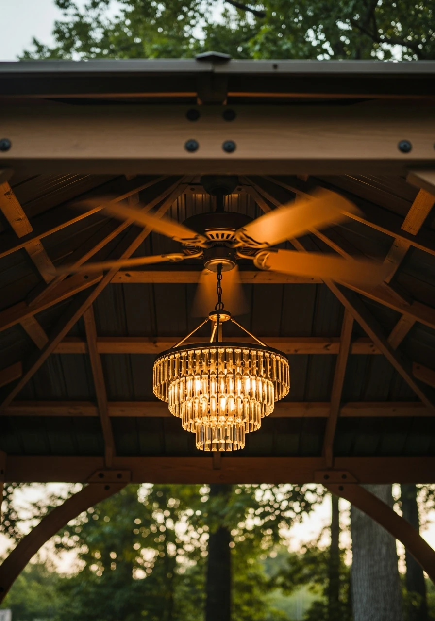 Fan and Lighting Comfort - 50 Genius Backyard Gazebo Ideas for a Dreamy Outdoor Space