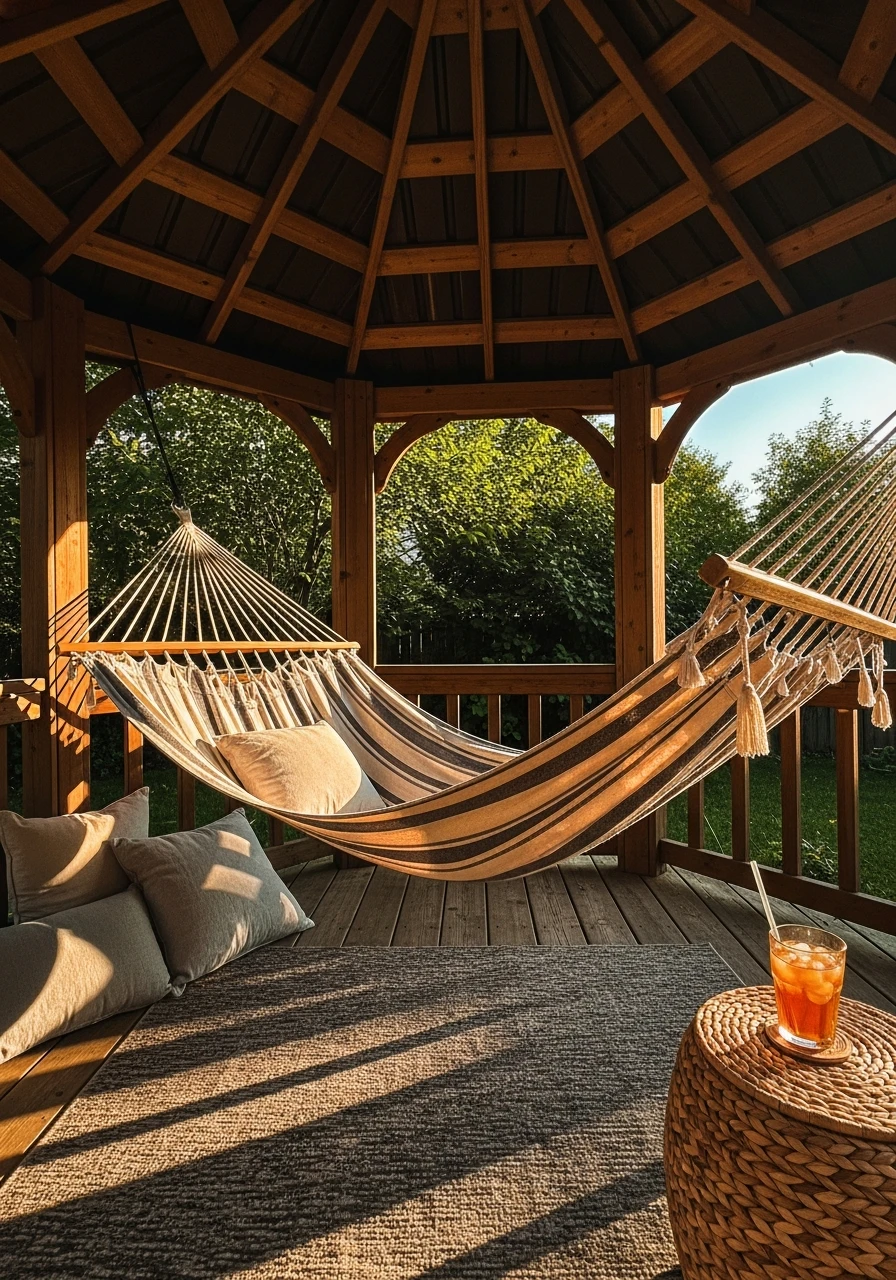 Hammock Relaxation Zone - 50 Genius Backyard Gazebo Ideas for a Dreamy Outdoor Space