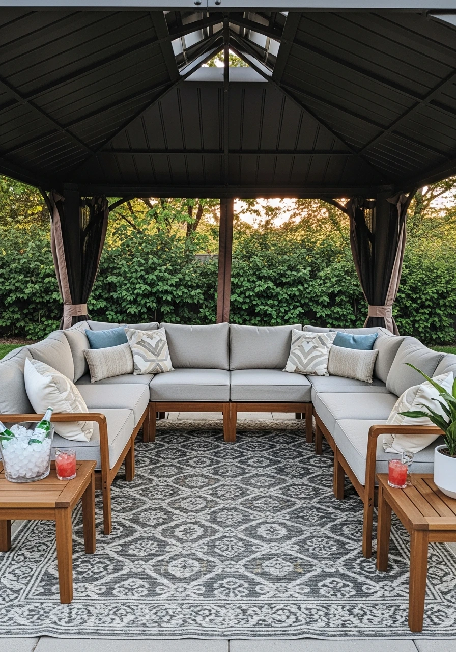 Outdoor Living Room - 50 Genius Backyard Gazebo Ideas for a Dreamy Outdoor Space