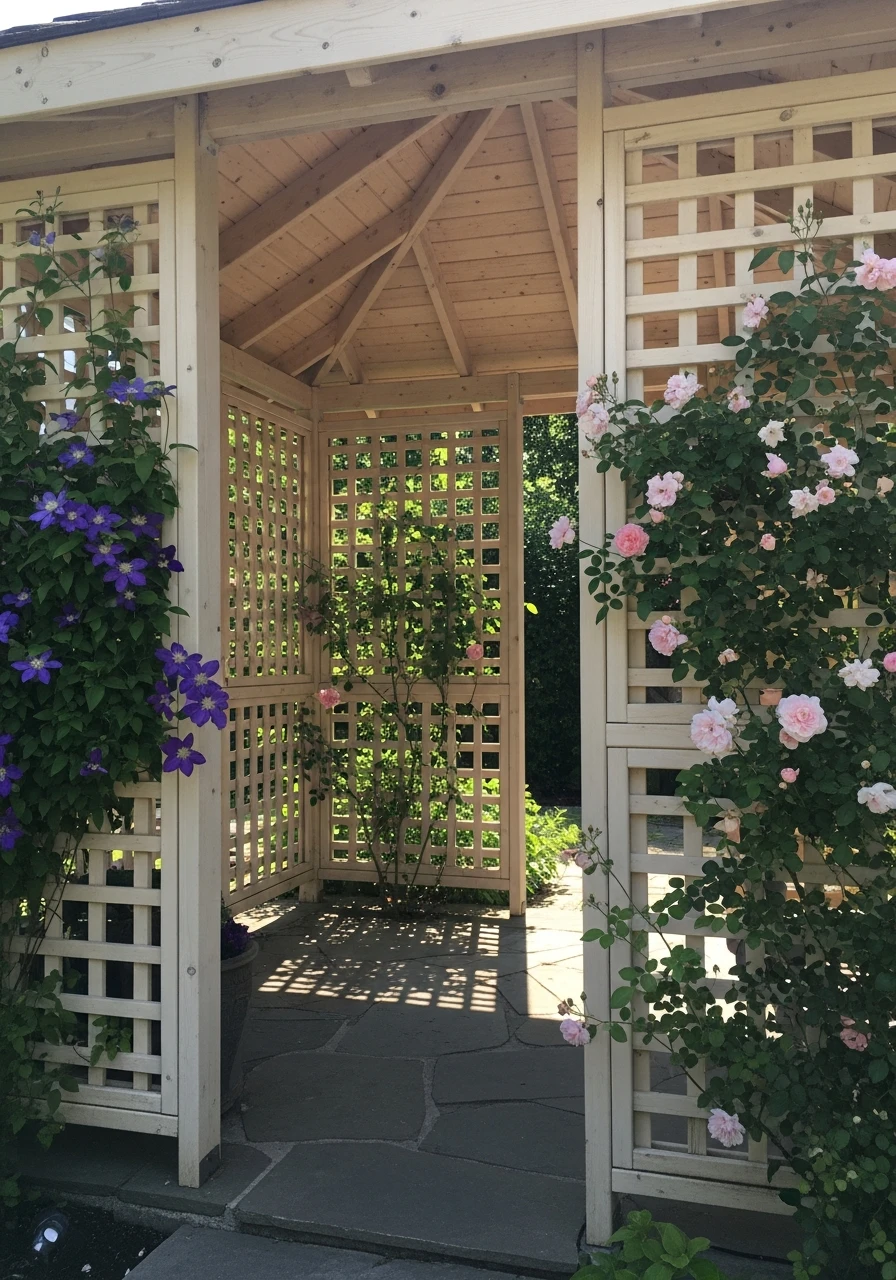 Breezy Lattice Privacy Walls - 50 Genius Backyard Gazebo Ideas for a Dreamy Outdoor Space