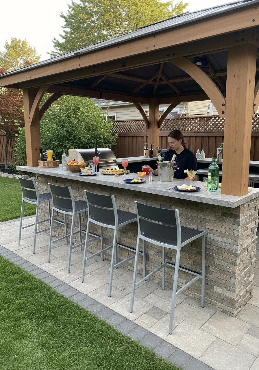 Bar Area for Parties - 50 Genius Backyard Gazebo Ideas for a Dreamy Outdoor Space